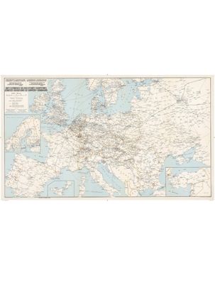 [233233] Carte schématique des voies ferrées européennes. Edition octobre 1948